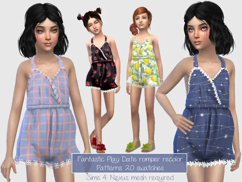 Fantastic Play Date Romper Recolor For Kids Mesh By Sims4nexus
